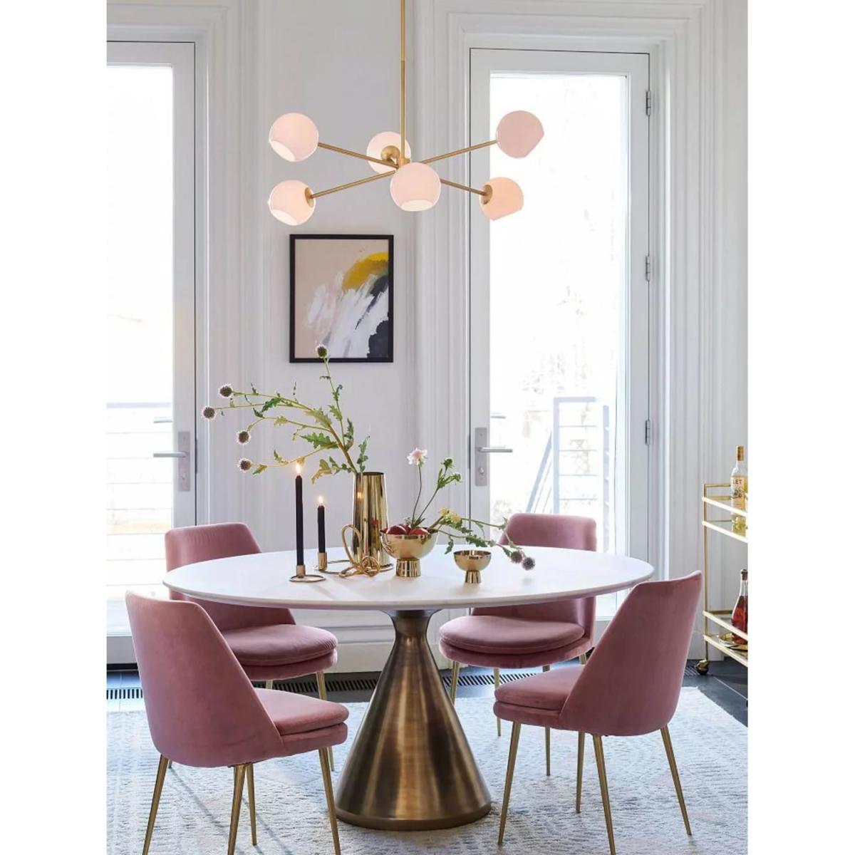 west elm Staggered Milk Glass Chandelier Ceiling Light, Brass – image 5