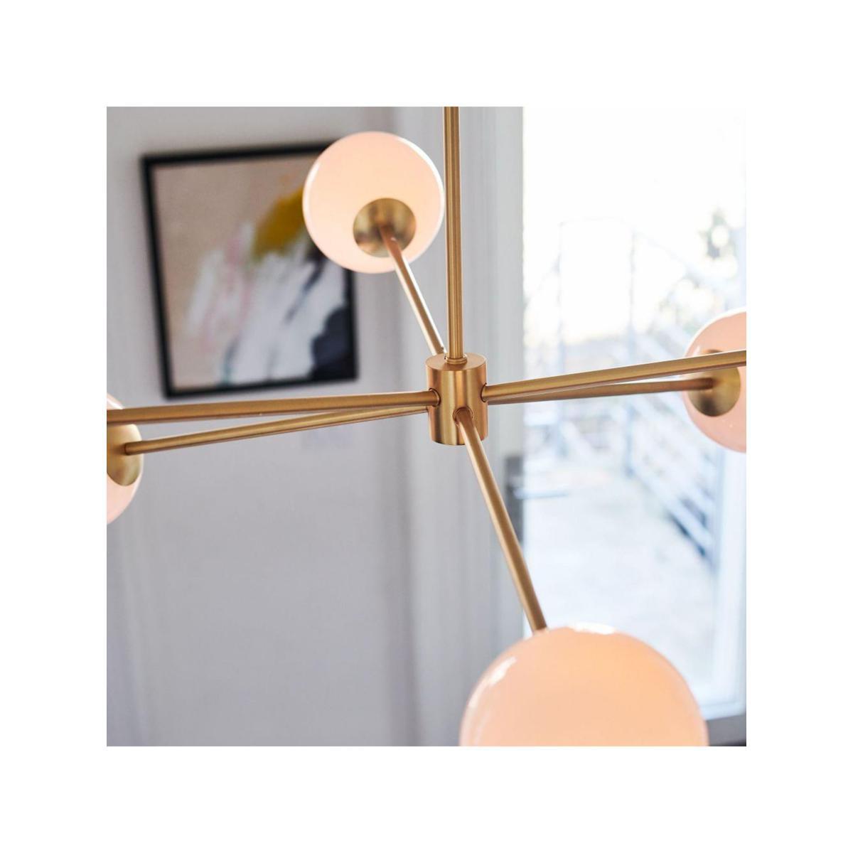 west elm Staggered Milk Glass Chandelier Ceiling Light, Brass – image 6