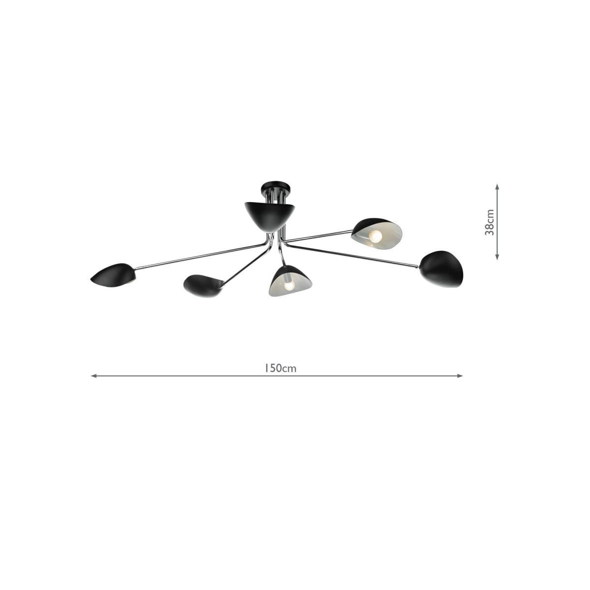 Där Krug Large Semi Flush Ceiling Light, Black – image 3