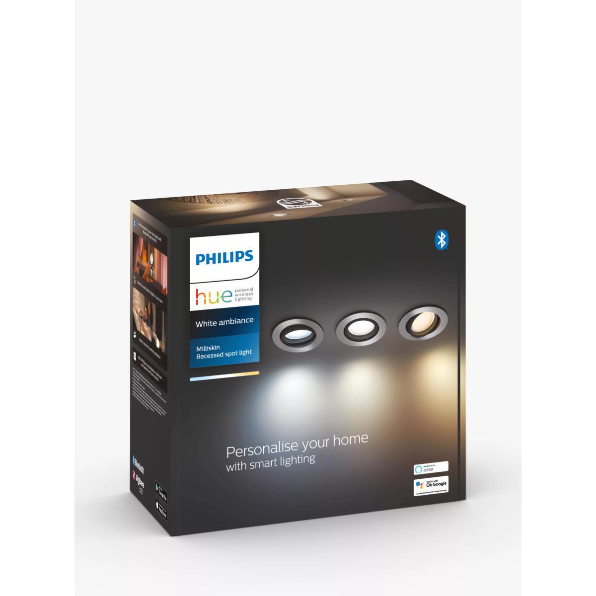 Philips Hue White Ambiance Milliskin GU10 LED Recessed Smart Spotlights with Bluetooth, Set of 3 – image 2