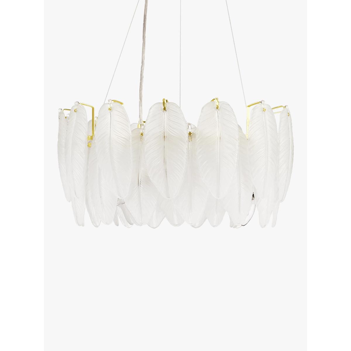 John Lewis Frosted Feathers Pendant Ceiling Light, Antique Brass – image 2