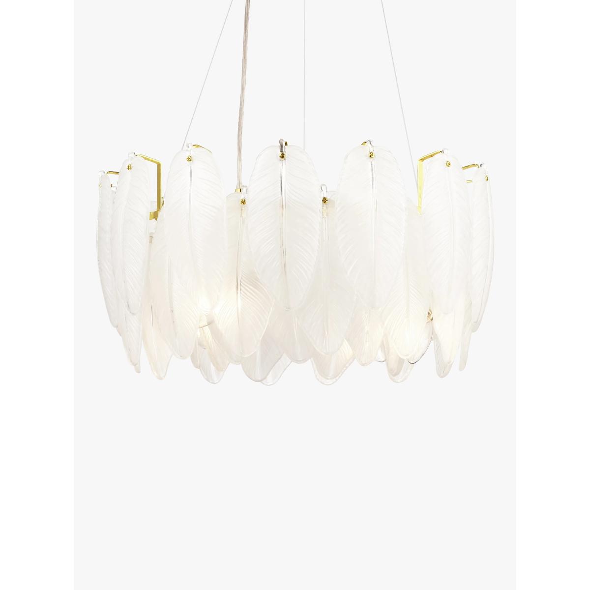 John Lewis Frosted Feathers Pendant Ceiling Light, Antique Brass – image 3