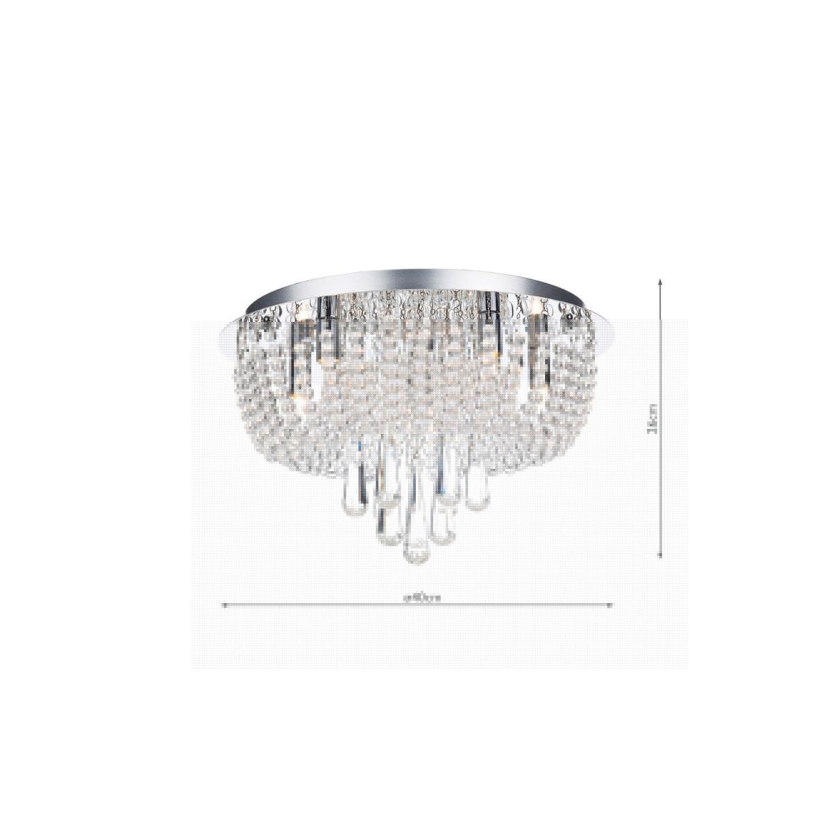 Där Saigon Crystal Flush Ceiling Light, Clear/Chrome – image 6