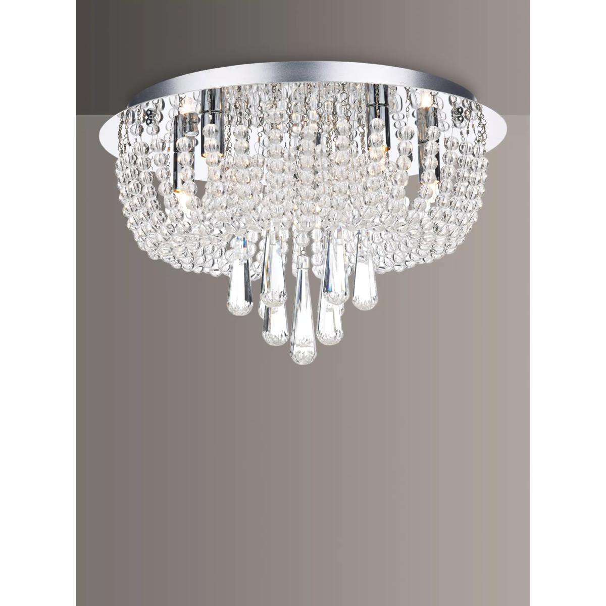 Där Saigon Crystal Flush Ceiling Light, Clear/Chrome – image 1