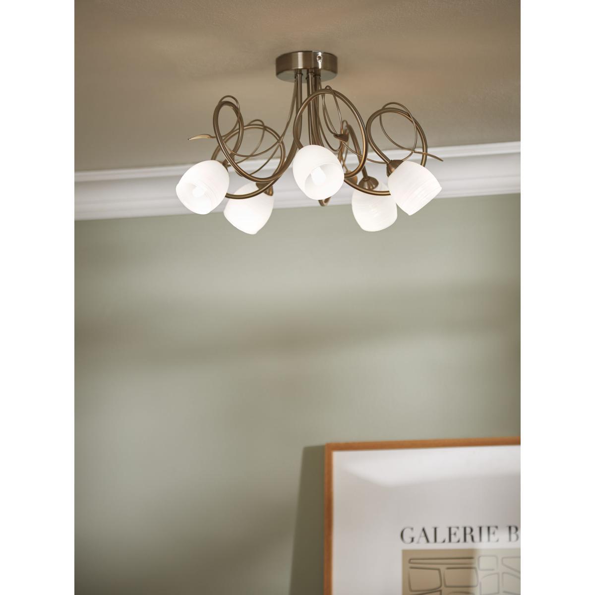 John Lewis & Partners Amara Semi Flush 5 Arm Ceiling Light, Satin Nickel – image 2