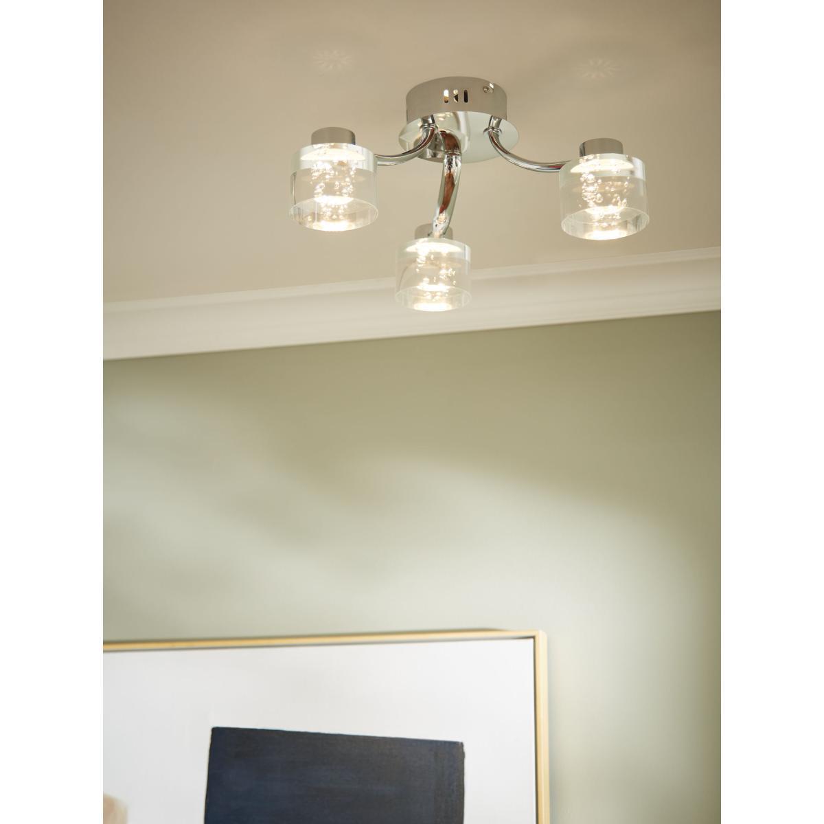 John Lewis & Partners Lawrence LED Bubble Flush Ceiling Light, 3 Light, Clear/Silver – image 2