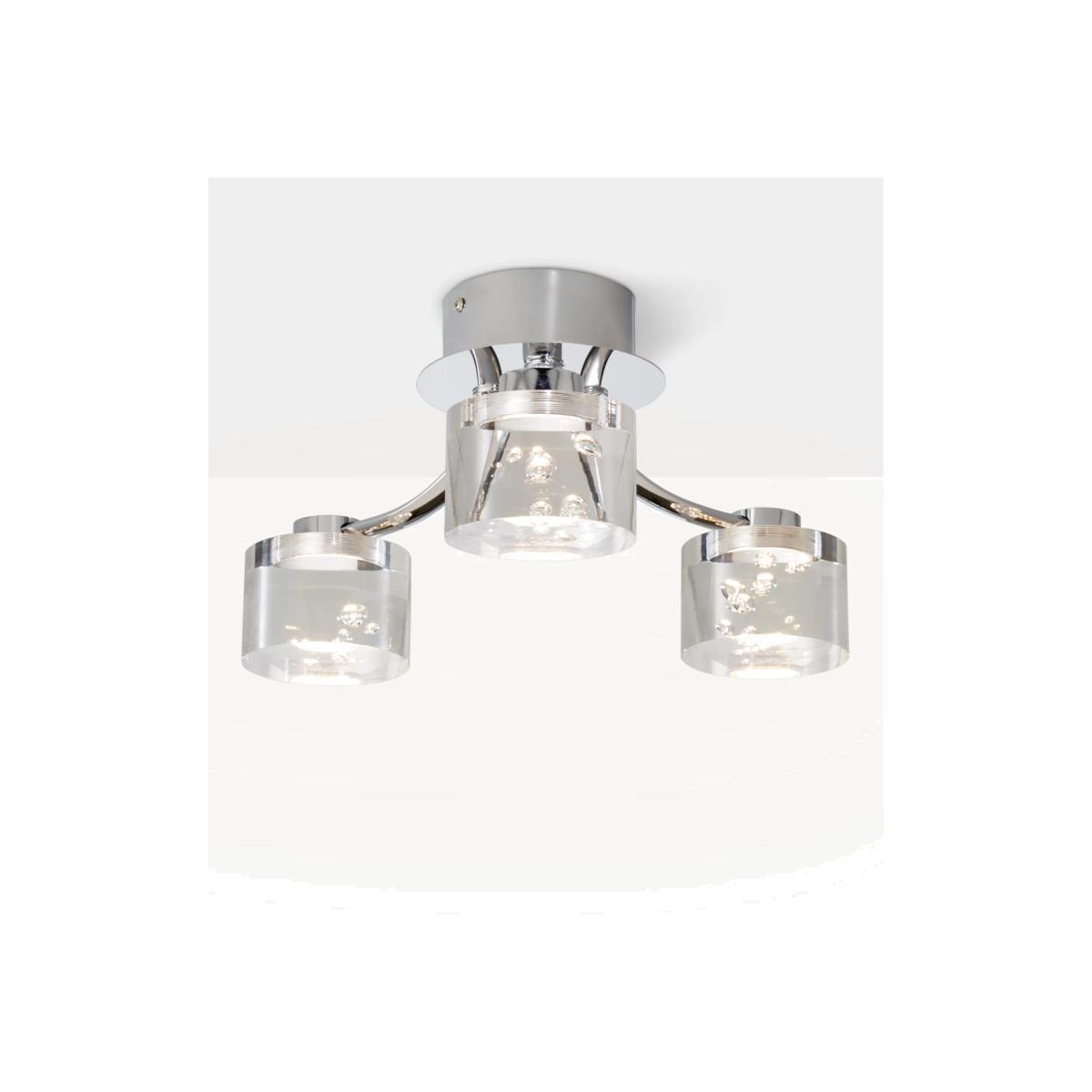 John Lewis & Partners Lawrence LED Bubble Flush Ceiling Light, 3 Light, Clear/Silver – image 1