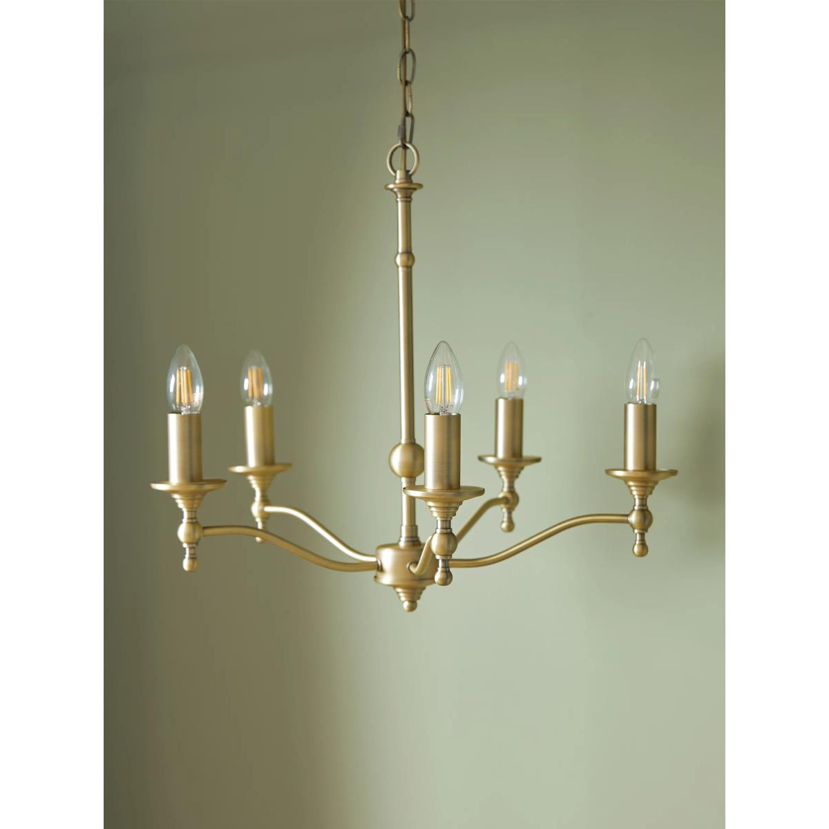 Laura Ashley Ludchurch Chandelier Ceiling Light, 5 Arms, Matt Antique Brass – image 2