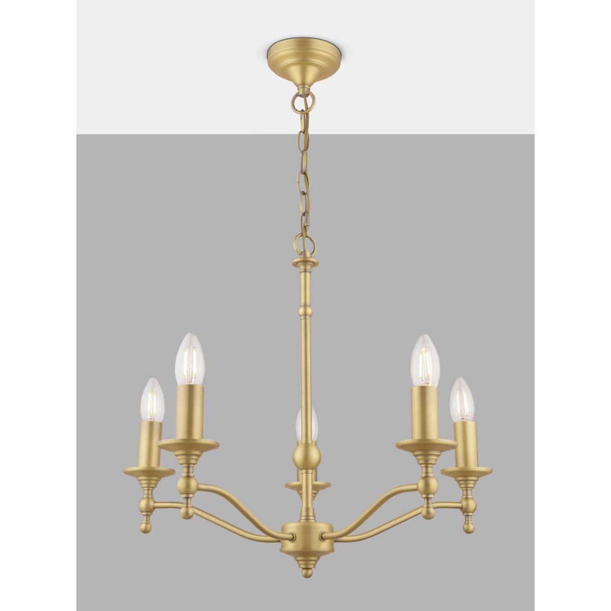 Laura Ashley Ludchurch Chandelier Ceiling Light, 5 Arms, Matt Antique Brass – image 3