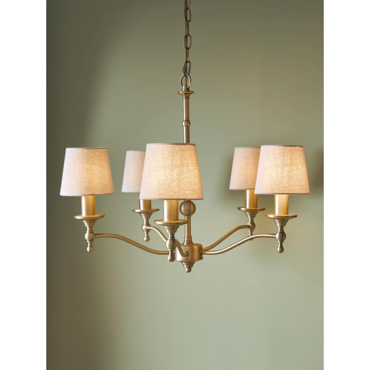 Laura Ashley Ludchurch Chandelier Ceiling Light, 5 Arms, Matt Antique Brass – image 6