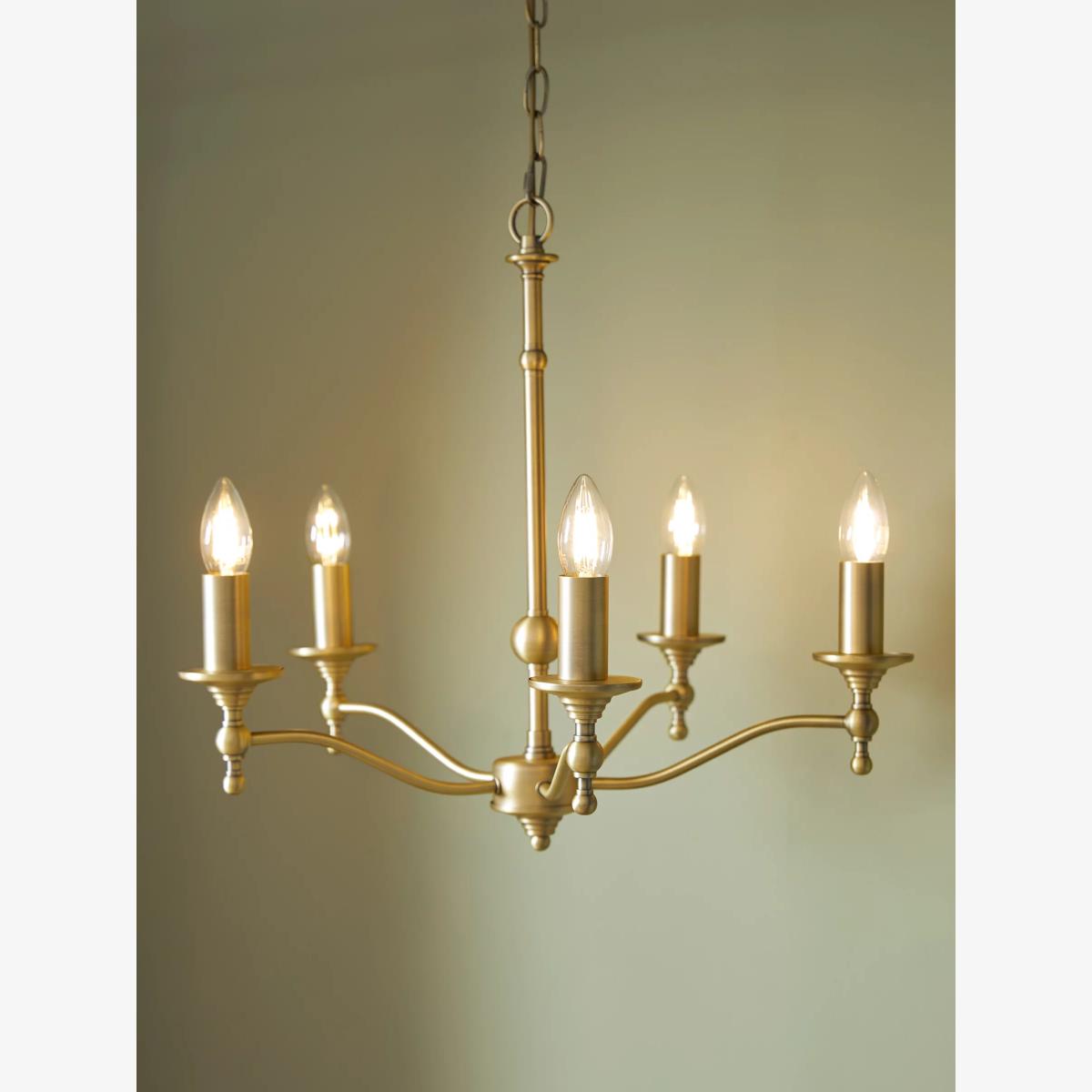 Laura Ashley Ludchurch Chandelier Ceiling Light, 5 Arms, Matt Antique Brass – image 1