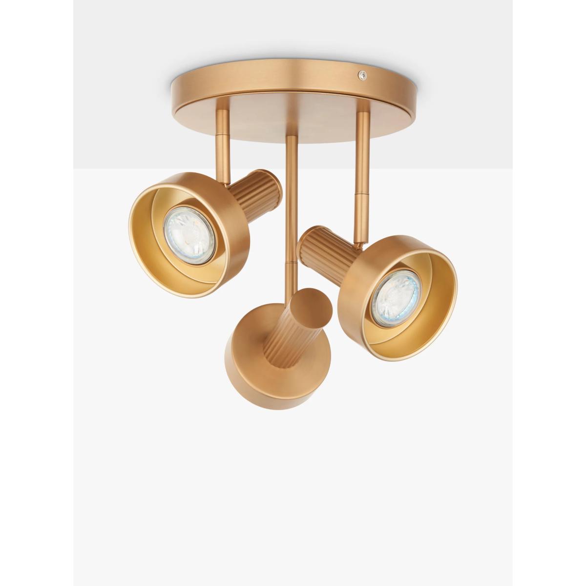 John Lewis Leighton 3 Arm Ceiling Light, Warm Antique Brass – image 2