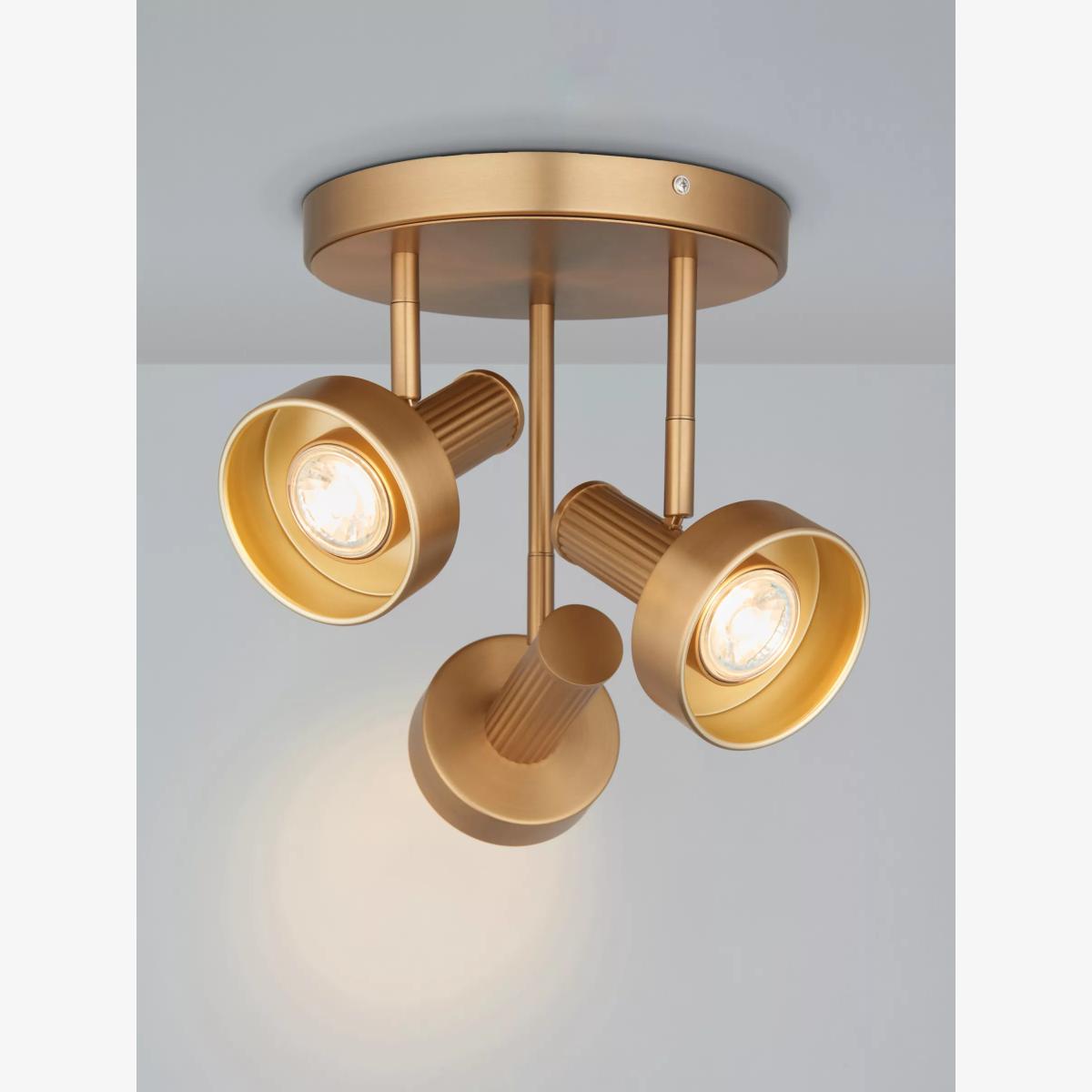 John Lewis Leighton 3 Arm Ceiling Light, Warm Antique Brass – image 1