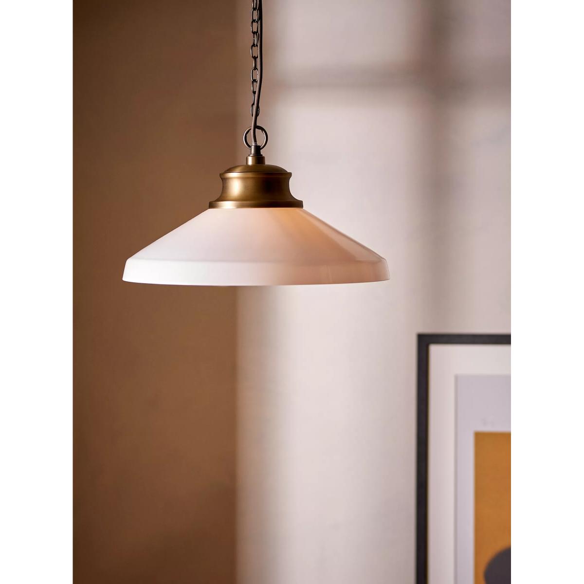 John Lewis Tula Opaline Pendant Ceiling Light, Matt Antique Brass – image 2