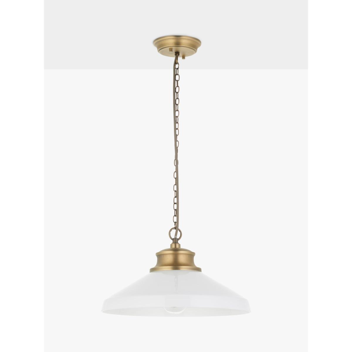 John Lewis Tula Opaline Pendant Ceiling Light, Matt Antique Brass – image 3