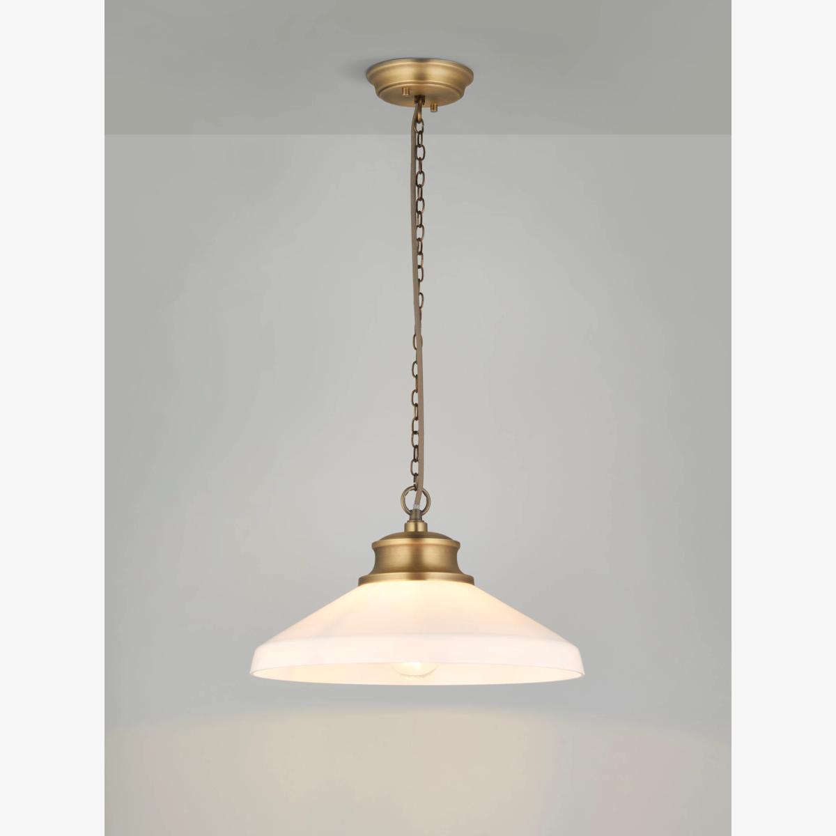 John Lewis Tula Opaline Pendant Ceiling Light, Matt Antique Brass – image 1