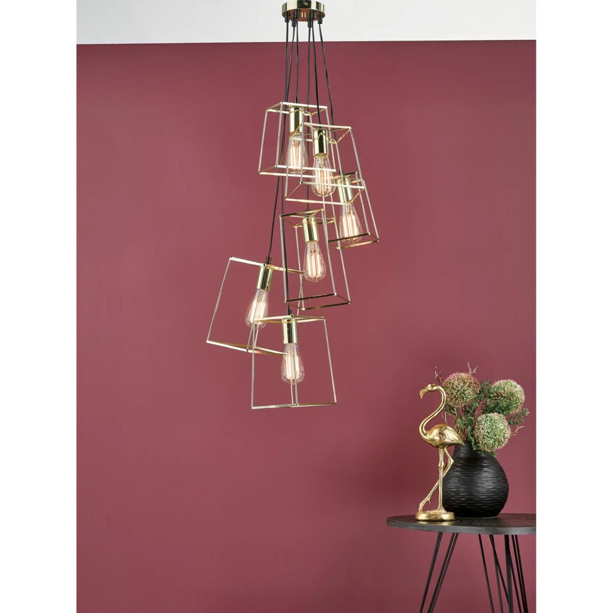 Där Tower 6 Pendant Cluster Ceiling Light, Polished Gold – image 2