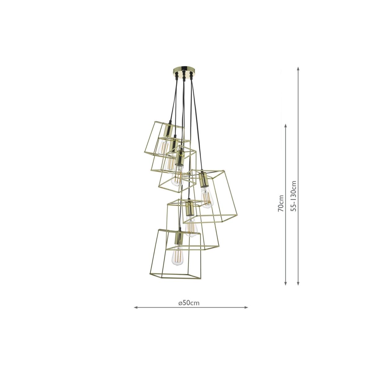 Där Tower 6 Pendant Cluster Ceiling Light, Polished Gold – image 4