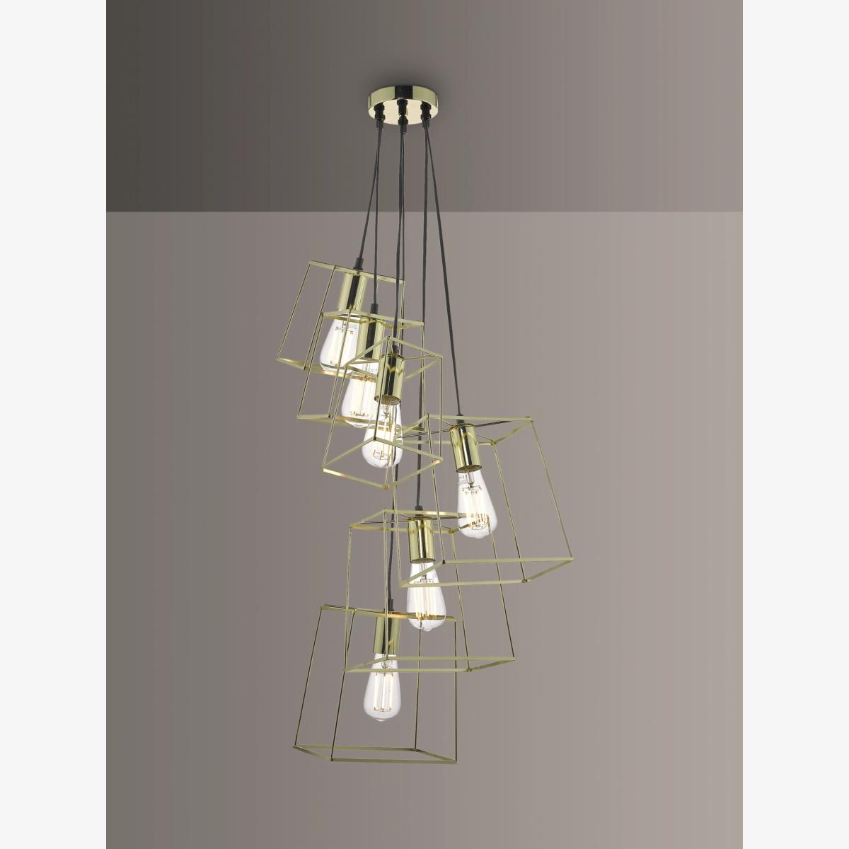 Där Tower 6 Pendant Cluster Ceiling Light, Polished Gold – image 1