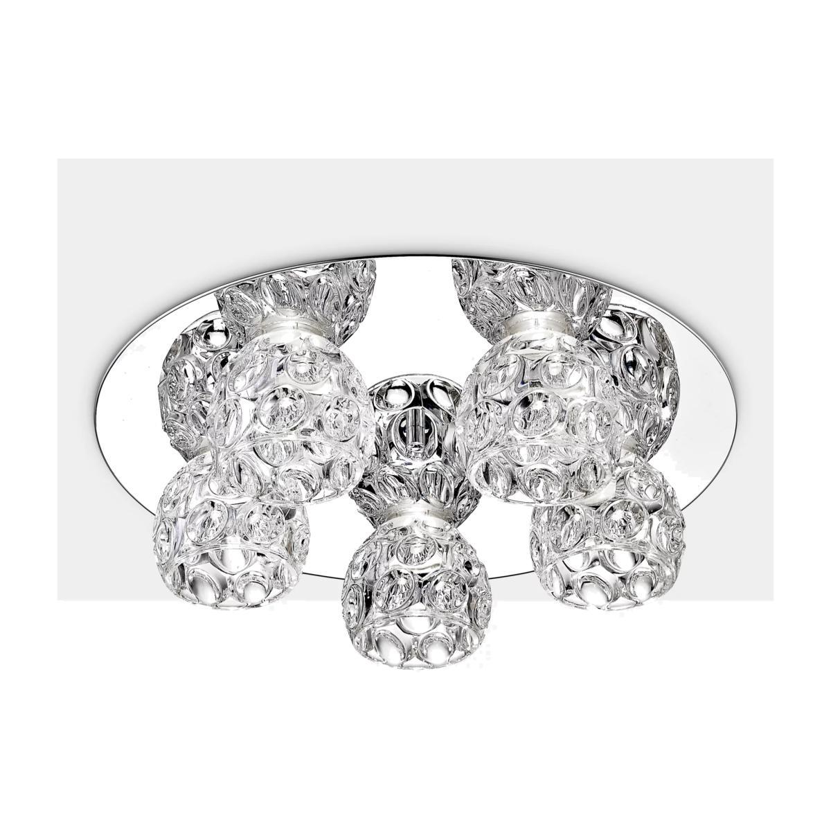 Impex Clea Large LED Crystal Semi Flush Ceiling Light, Clear/Chrome