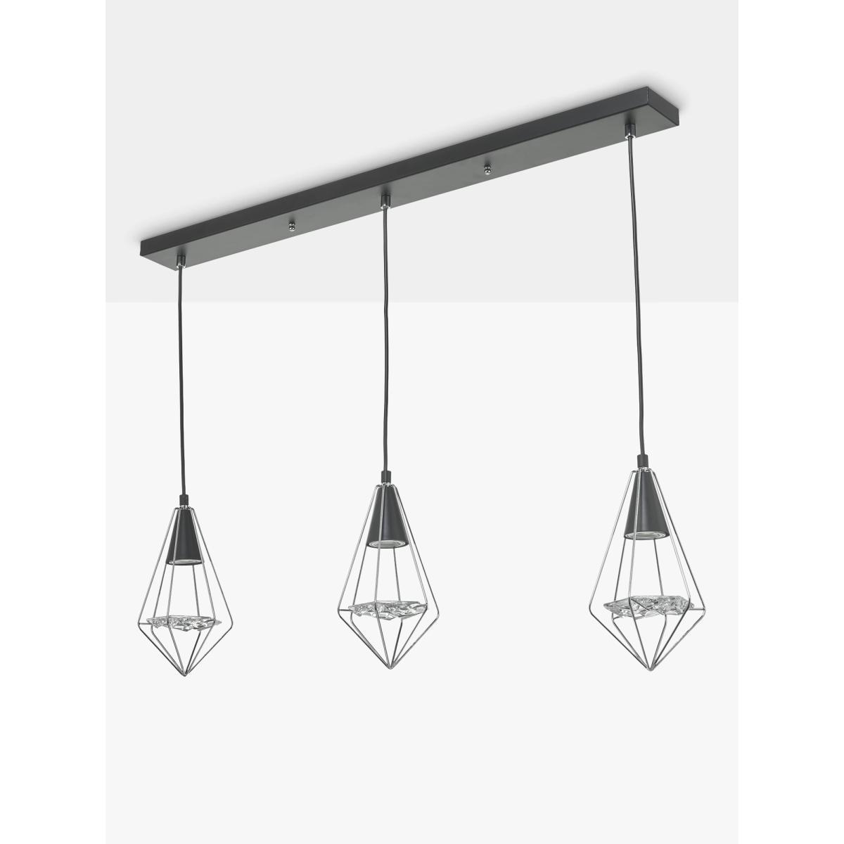 Där Gianni 3 Pendant Bar Ceiling Light, Black Chrome – image 2