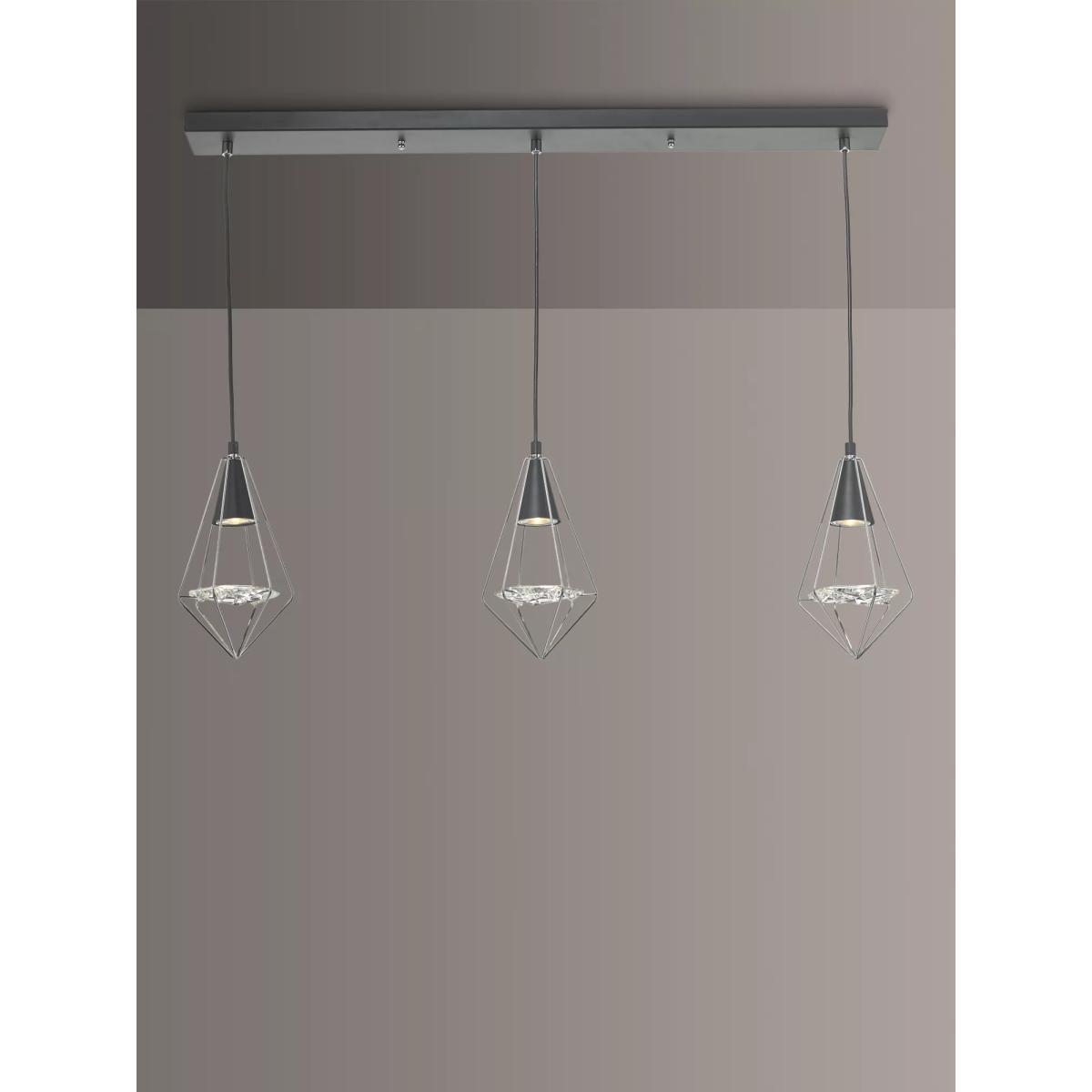 Där Gianni 3 Pendant Bar Ceiling Light, Black Chrome – image 3