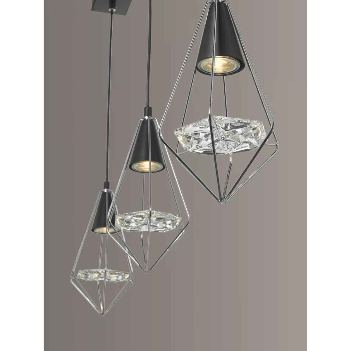 Där Gianni 3 Pendant Bar Ceiling Light, Black Chrome – image 4