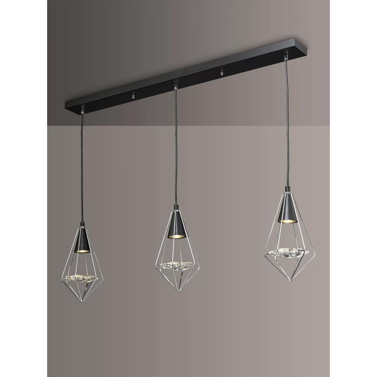 Där Gianni 3 Pendant Bar Ceiling Light, Black Chrome – image 5