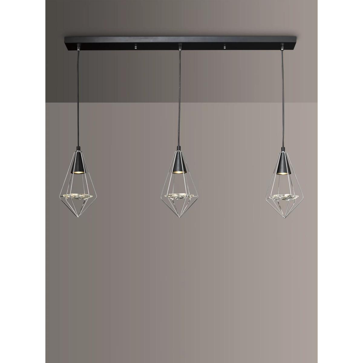 Där Gianni 3 Pendant Bar Ceiling Light, Black Chrome – image 6