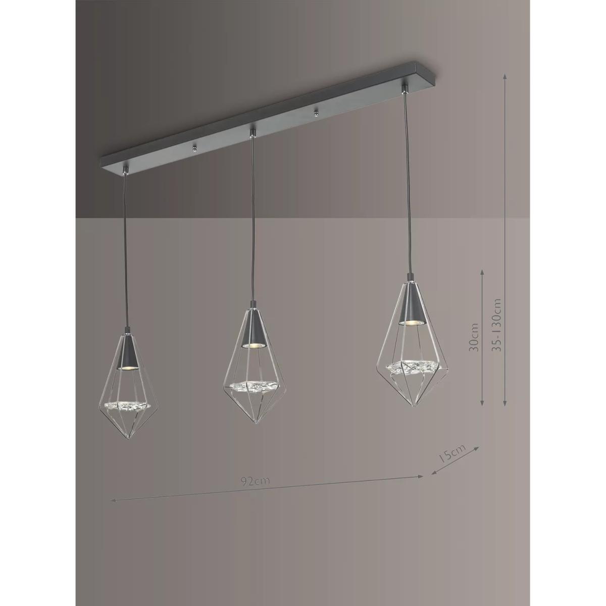 Där Gianni 3 Pendant Bar Ceiling Light, Black Chrome – image 7