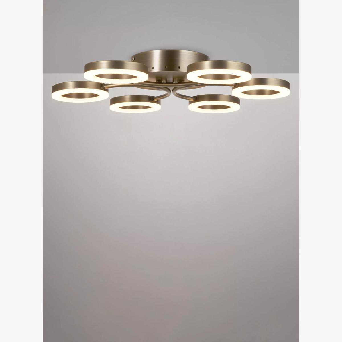 John Lewis Boyd 6 Arm Semi Flush Ceiling Light, Brass – image 1