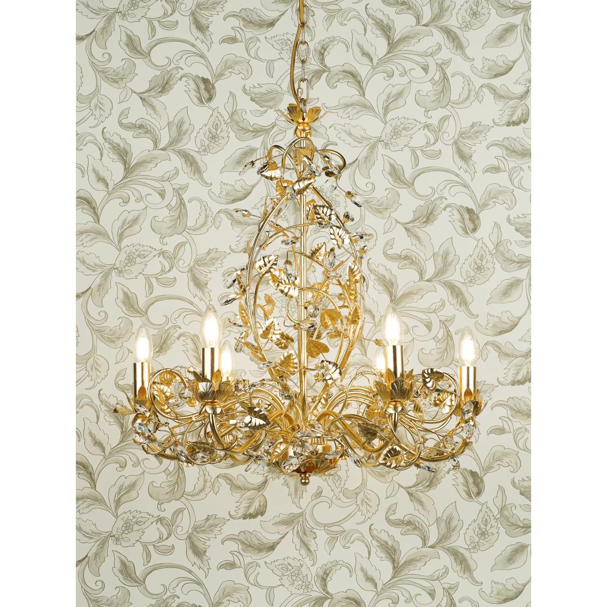 English Heritage Audley End 6 Light Tole Chandelier Ceiling Light, Gold – image 2