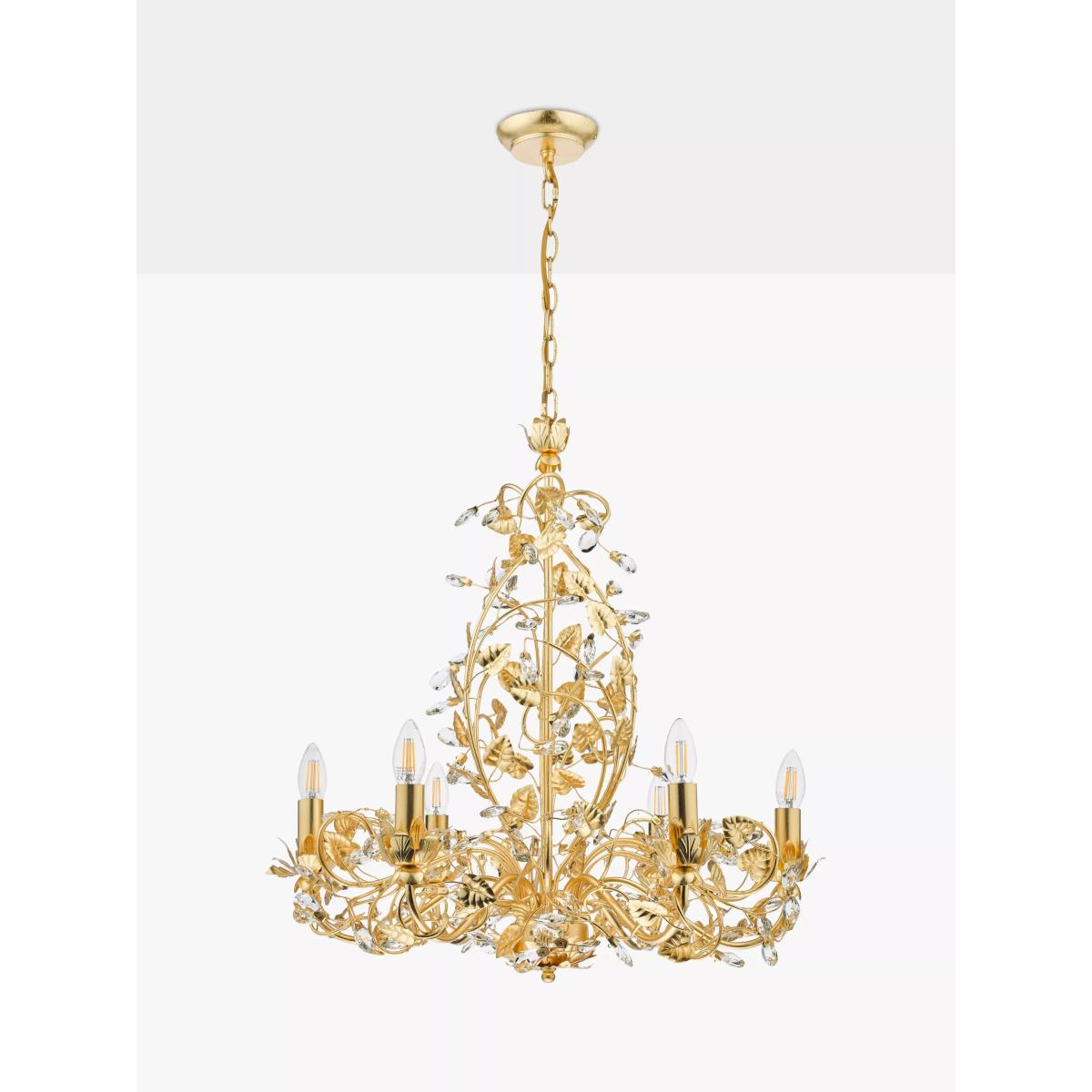 English Heritage Audley End 6 Light Tole Chandelier Ceiling Light, Gold – image 3