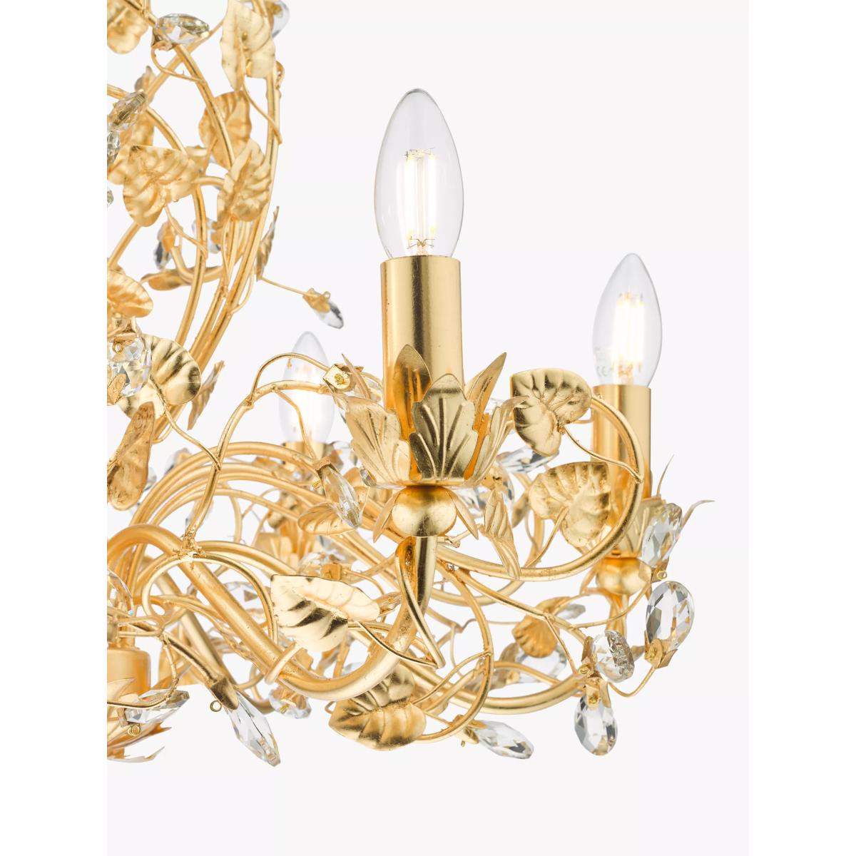 English Heritage Audley End 6 Light Tole Chandelier Ceiling Light, Gold – image 4