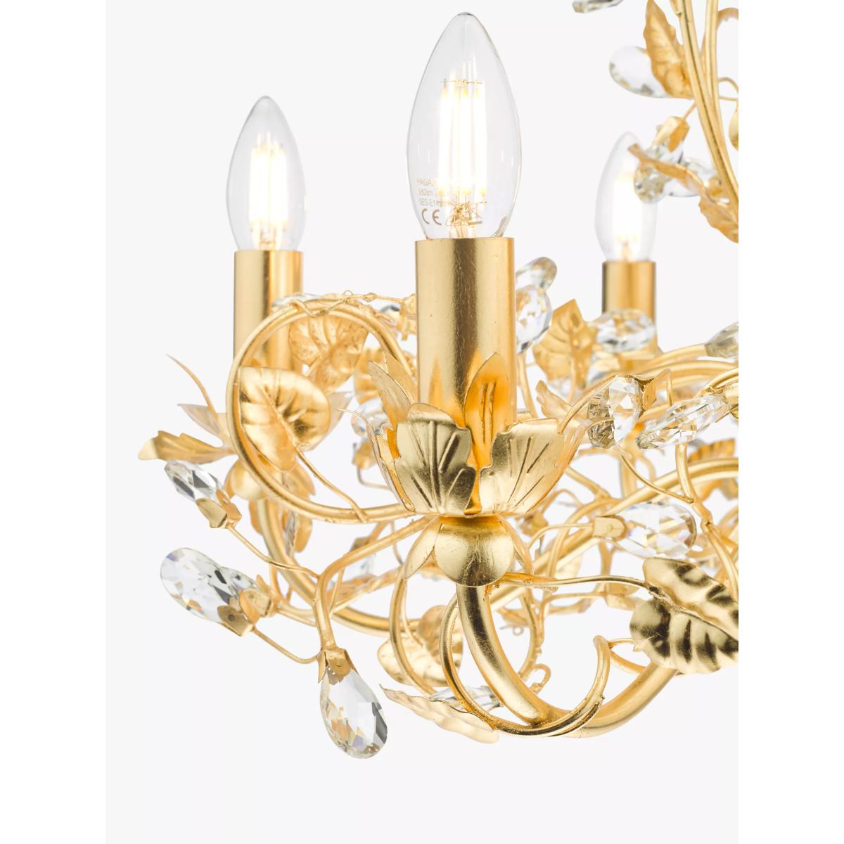 English Heritage Audley End 6 Light Tole Chandelier Ceiling Light, Gold – image 5