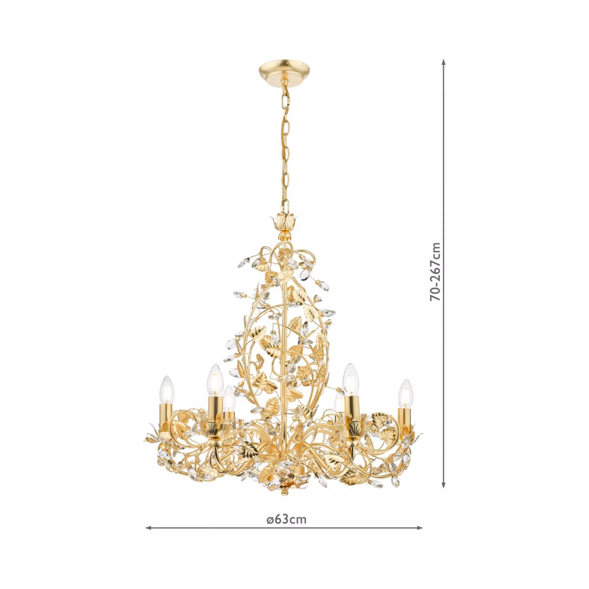 English Heritage Audley End 6 Light Tole Chandelier Ceiling Light, Gold – image 7
