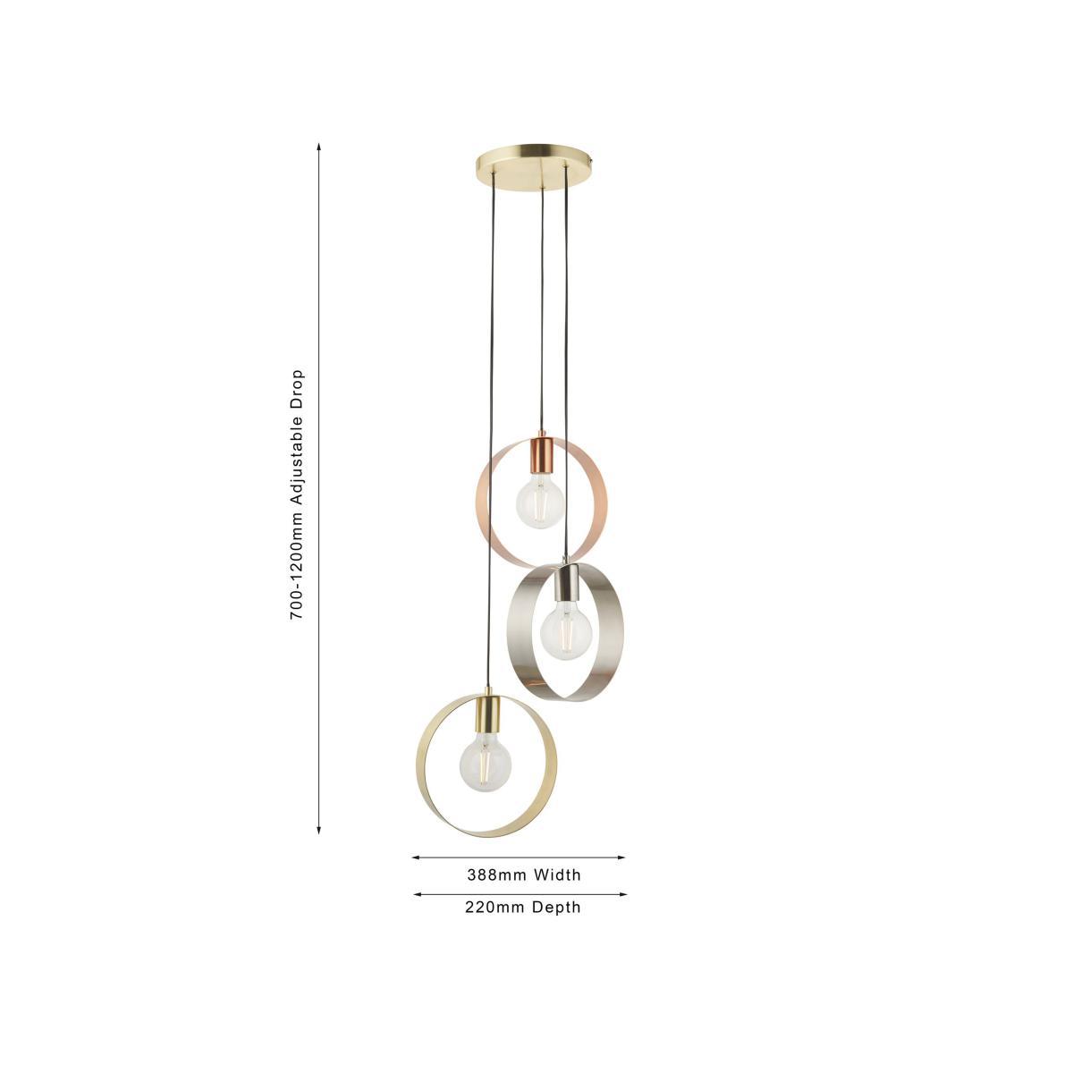 Bay Lighting Link 3 Pendant Cluster Ceiling Light, Gold/Nickel/Copper – image 3