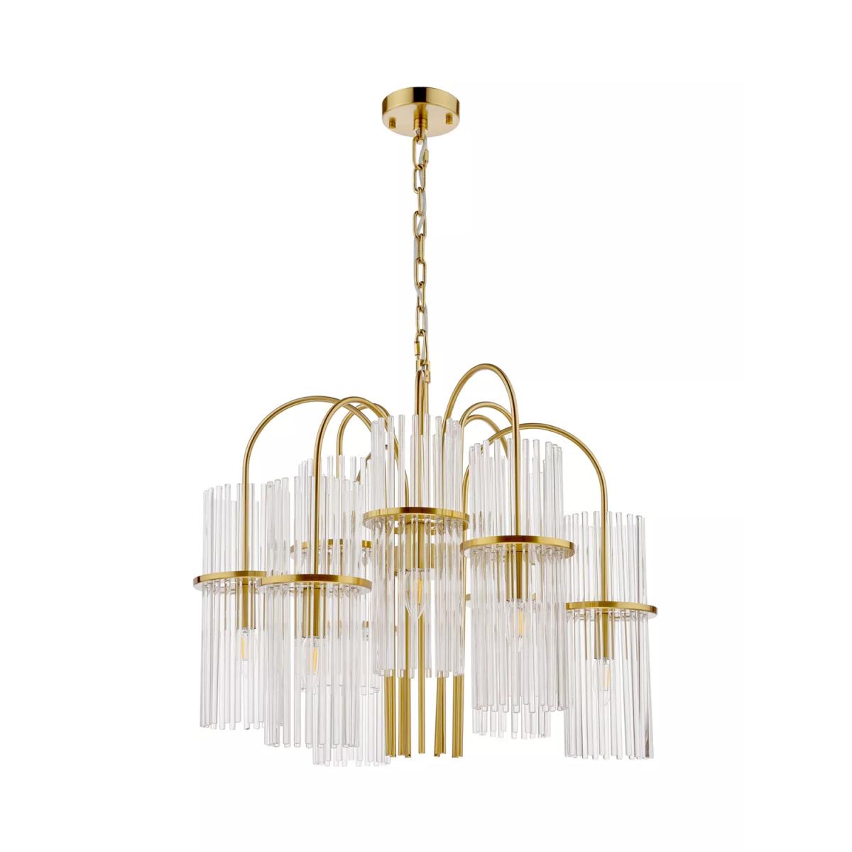 Där Eniola Glass 9 Arm Pendant Ceiling Light, Brass – image 2