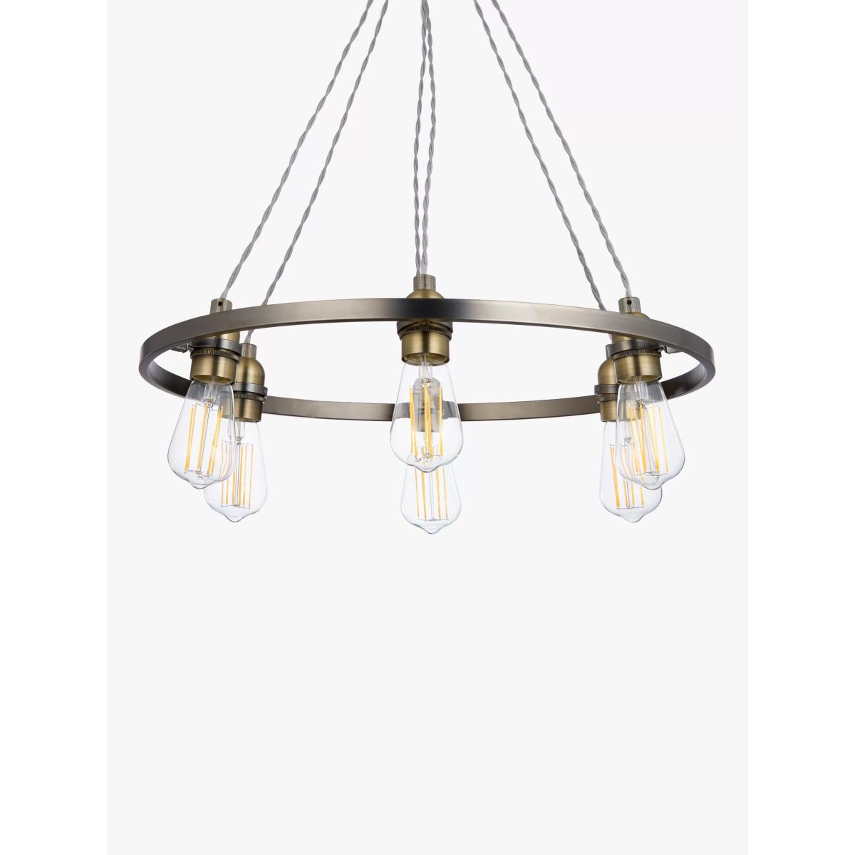 John Lewis & Partners Bistro Hoop Pendant Ceiling Light, 6 Light, Pewter – image 3