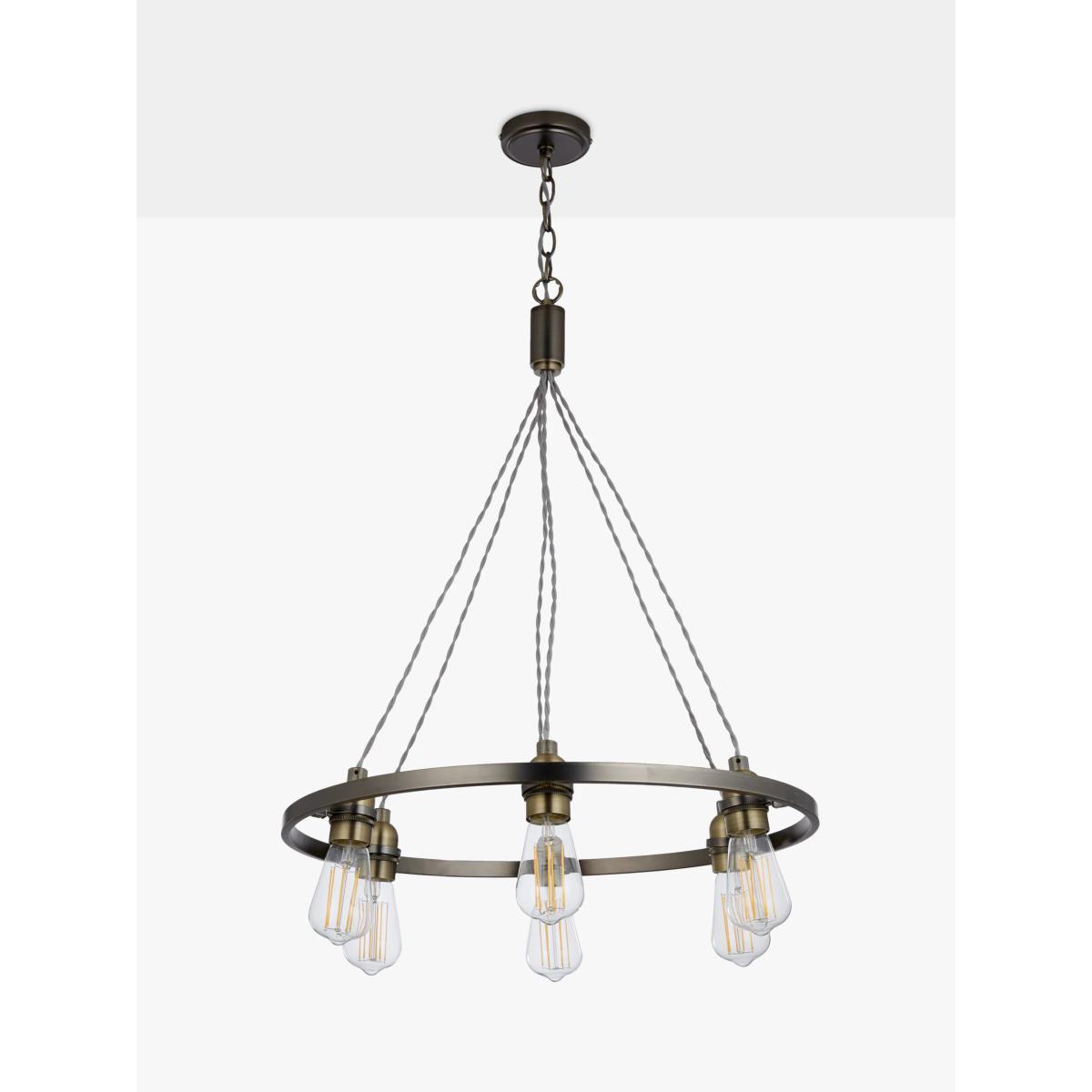 John Lewis & Partners Bistro Hoop Pendant Ceiling Light, 6 Light, Pewter – image 4