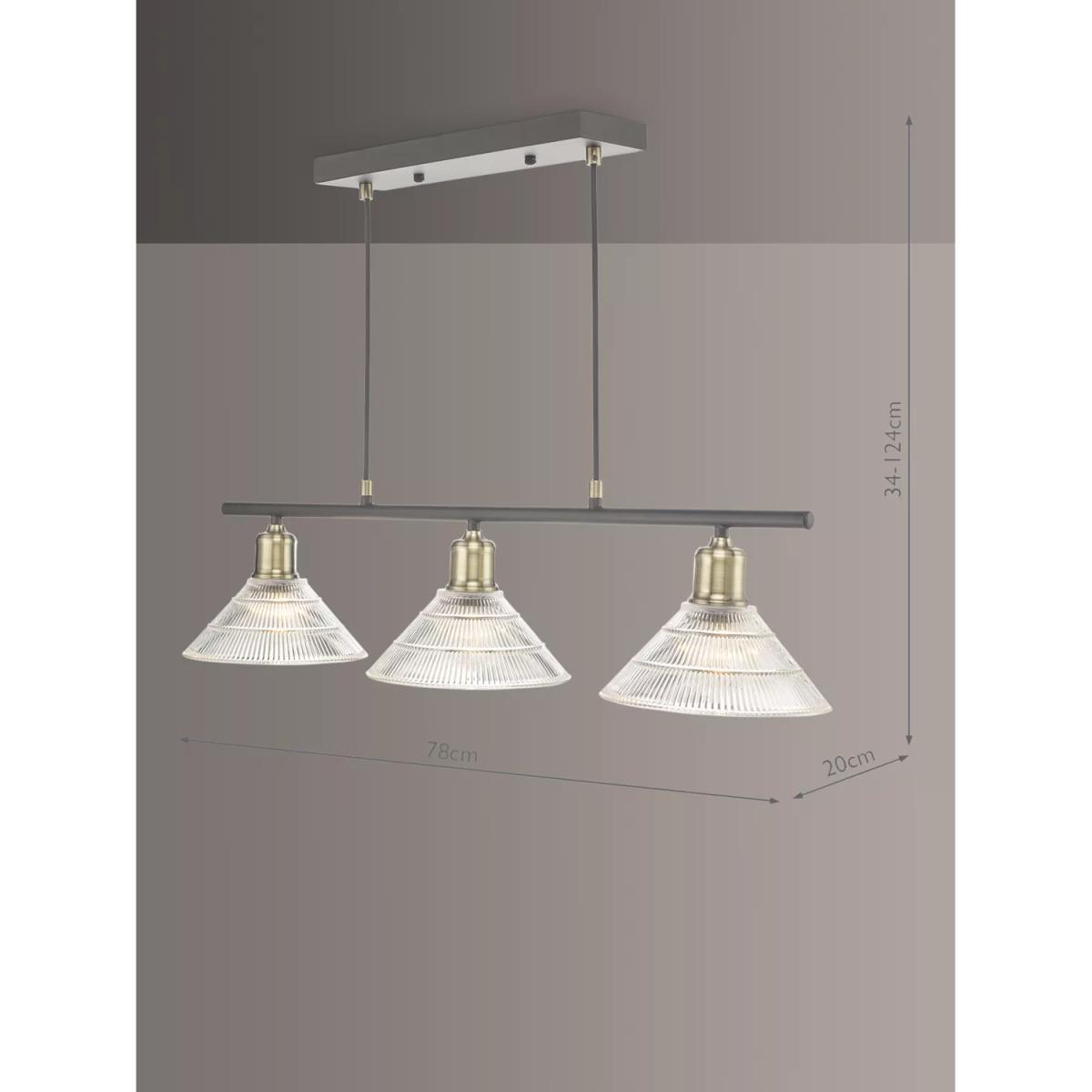 Där Boyd Prismatic Glass Bar Ceiling Light, Clear/Brass – image 7