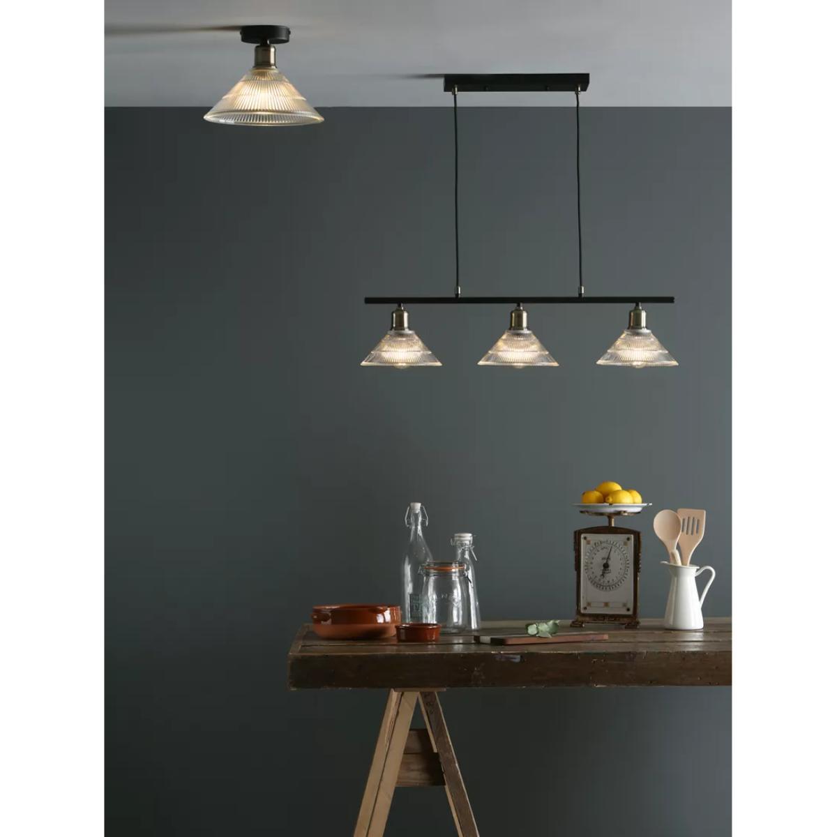 Där Boyd Prismatic Glass Bar Ceiling Light, Clear/Brass – image 8