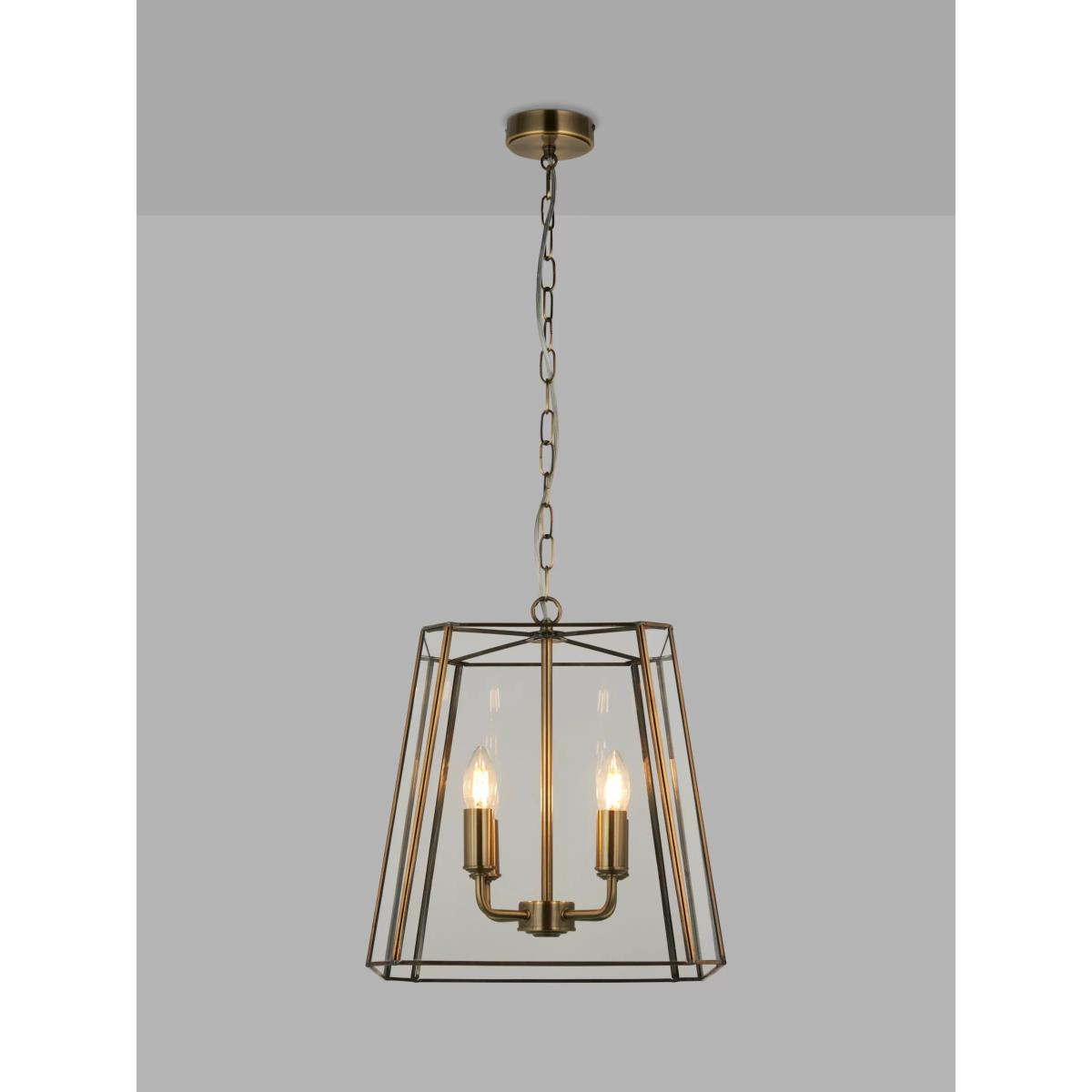 John Lewis Timeless Lantern 4 Arm Pendant Ceiling Light, Antique Brass – image 2