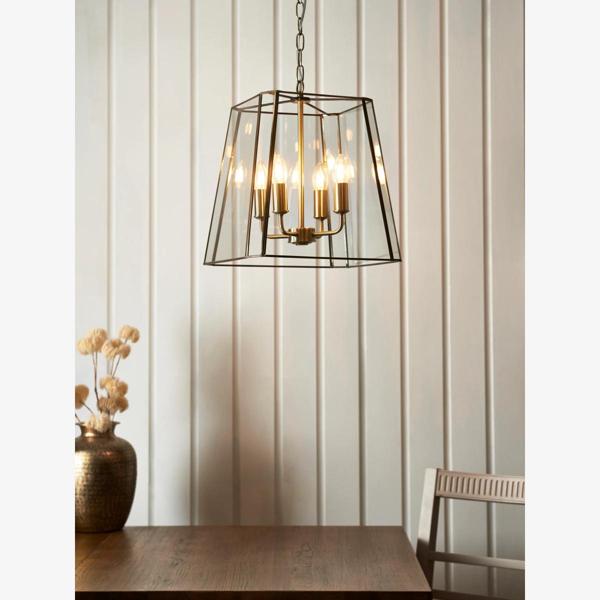 John Lewis Timeless Lantern 4 Arm Pendant Ceiling Light, Antique Brass – image 1