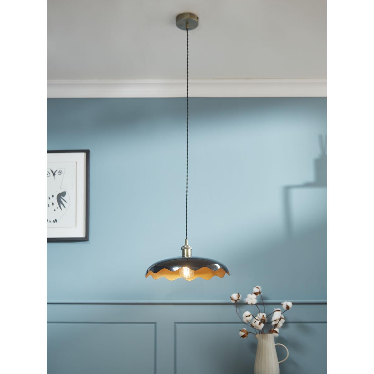 John Lewis & Partners Sinamay Ceiling Light, Black/Antique Brass – image 2