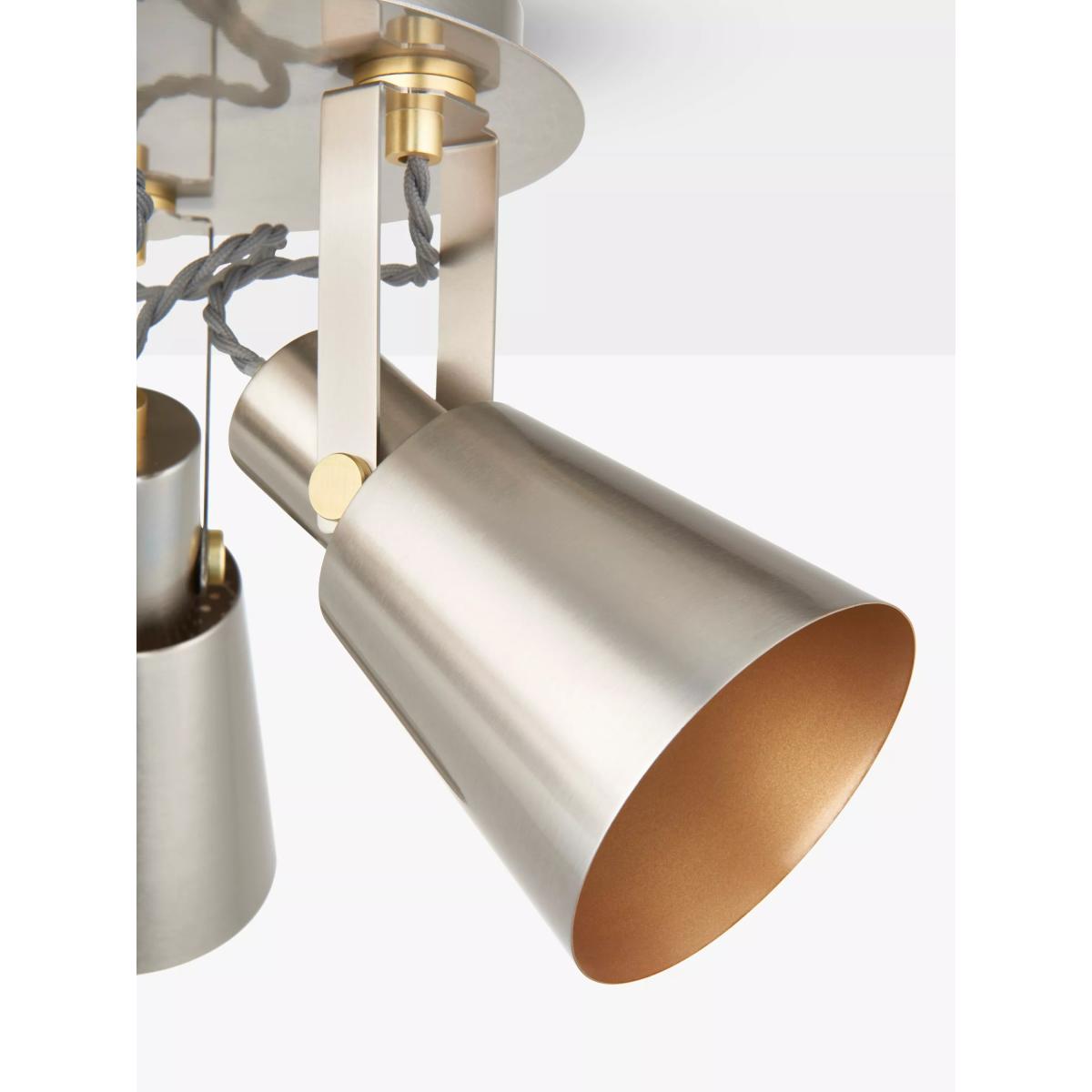 John Lewis Smythson 3 Spotlight Flush Ceiling Plate, Satin Steel/Gold – image 3