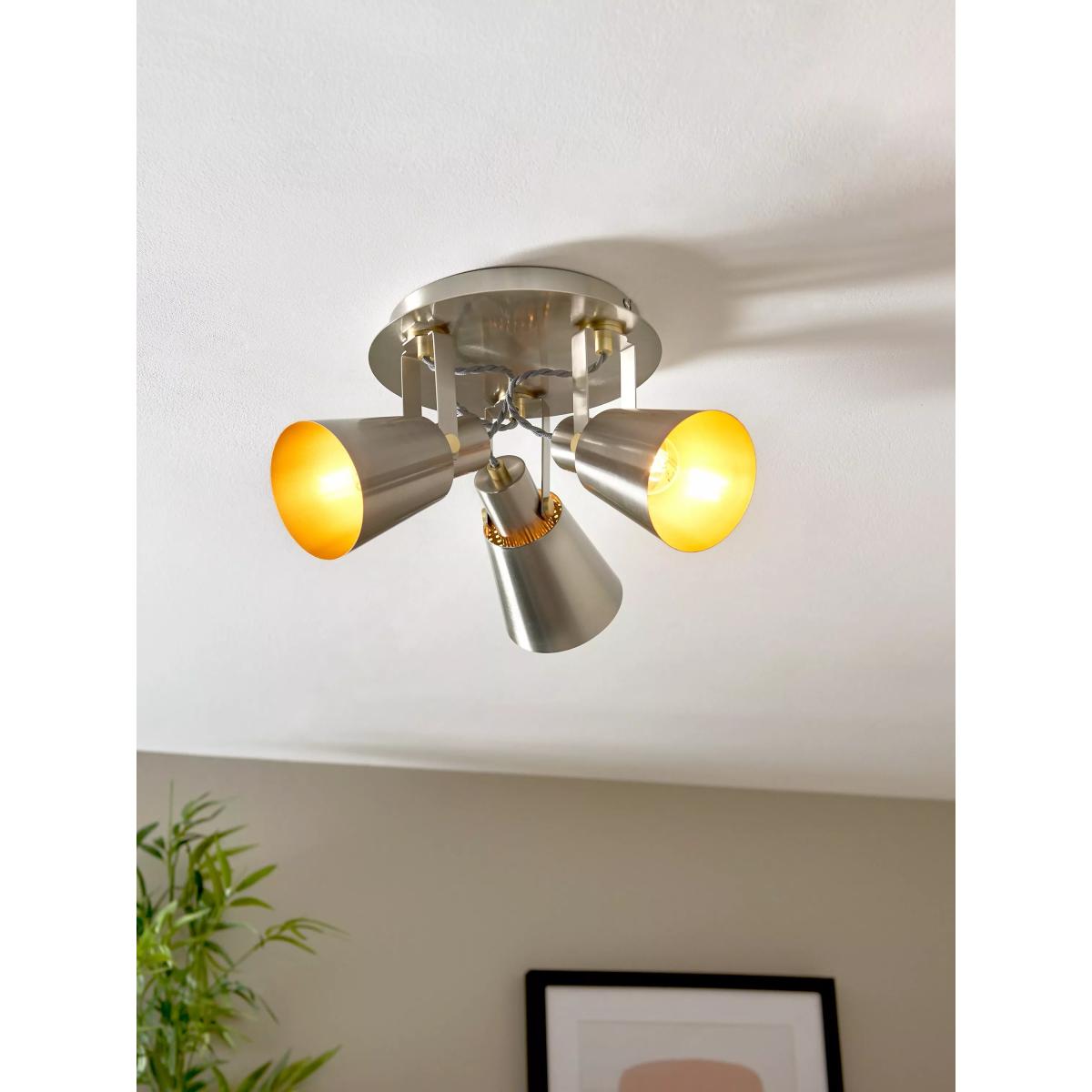 John Lewis Smythson 3 Spotlight Flush Ceiling Plate, Satin Steel/Gold – image 4