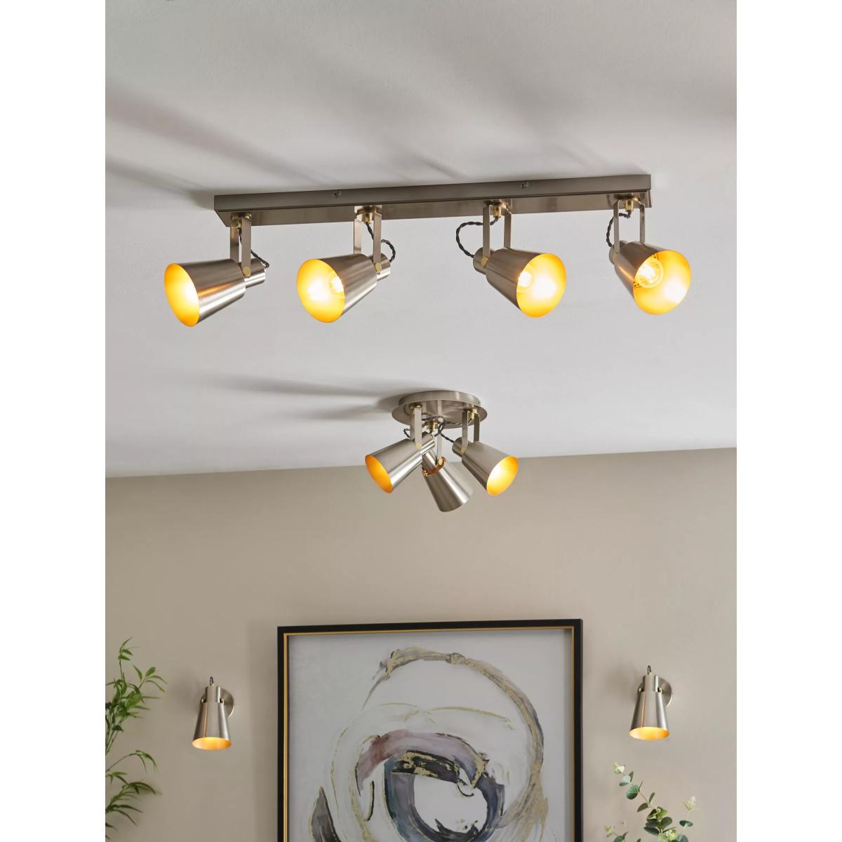 John Lewis Smythson 3 Spotlight Flush Ceiling Plate, Satin Steel/Gold – image 5