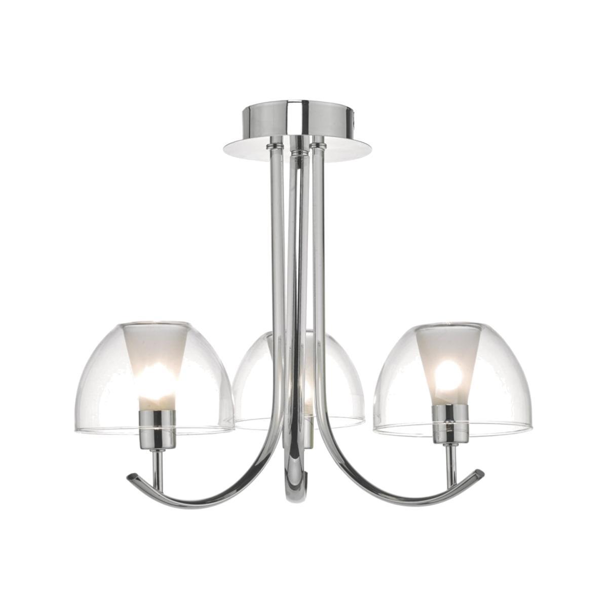 dar lighting DUA5350 Duana 3 Light Semi Flush Polished Chrome and Glass
