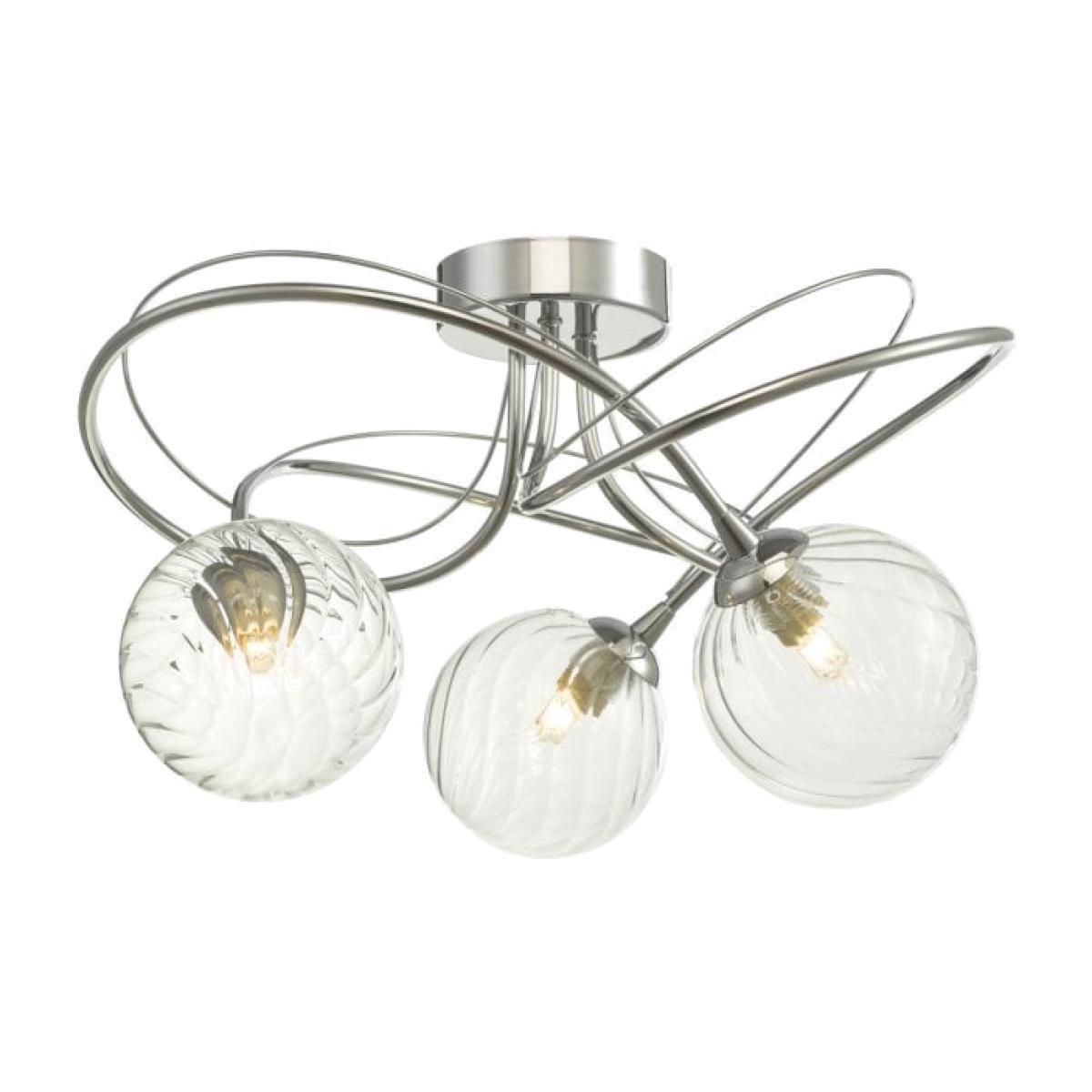 dar lighting Ona5350-03 Onawa 3 Light Semi Flush Polished Chrome With Twisted Closed Glass